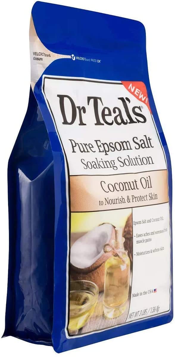 Dr Teal's Epsom Salt Bath Variety Gift Set (2 Pack, 3lb Ea) - Relax & Relief Eucalyptus & Spearmint, Nourish & Protect Coconut - Essential Oils & Pure Epsom Salt
